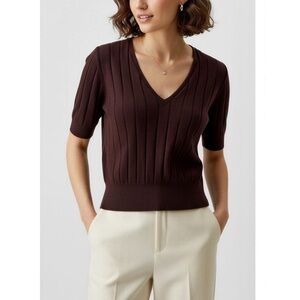 LILYSILK V-Neck Cashmere Knit Sweater, Fruitwood, Small